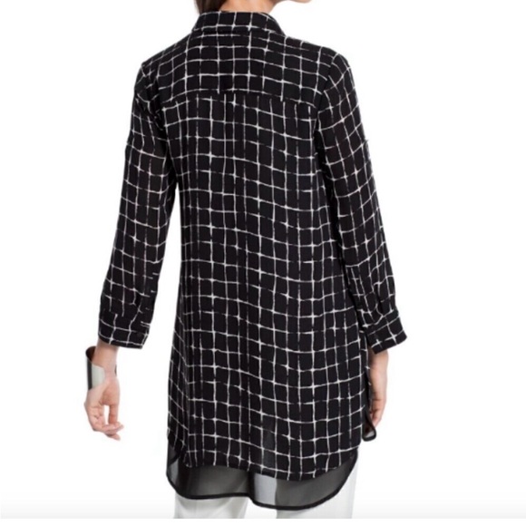 Chico's Black Label Grid Pattern Tunic Top - Picture 9 of 12